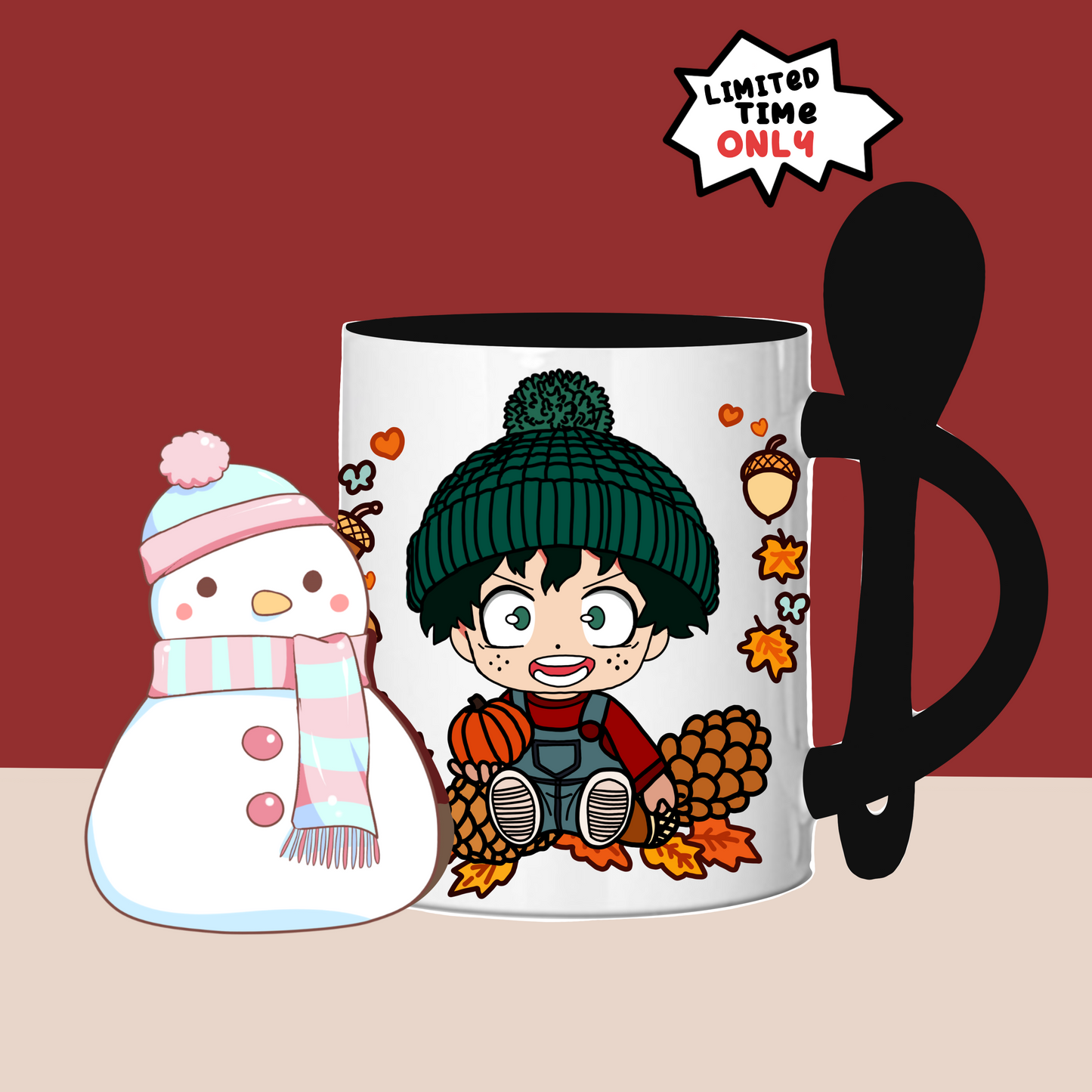 Deku (BNHA) anime mug with spoon