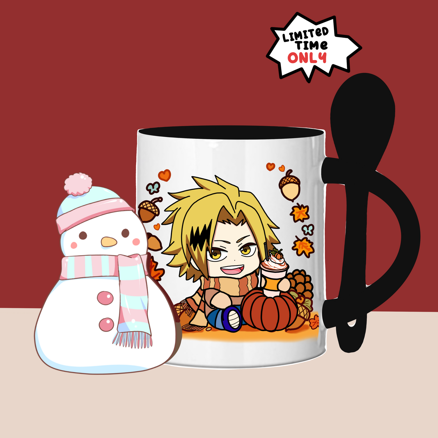 Denki (BNHA) anime mug with spoon